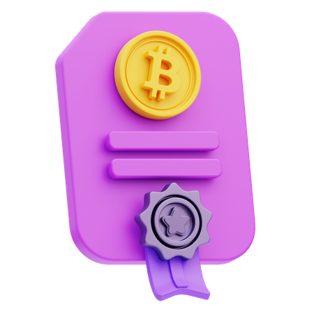 Bitcoin Certificate  3D Icon