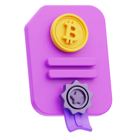 Bitcoin Certificate  3D Icon