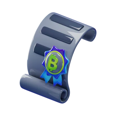 Bitcoin Certificate  3D Icon