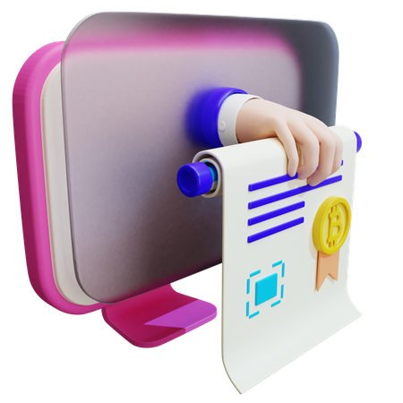 Bitcoin Certificate  3D Icon