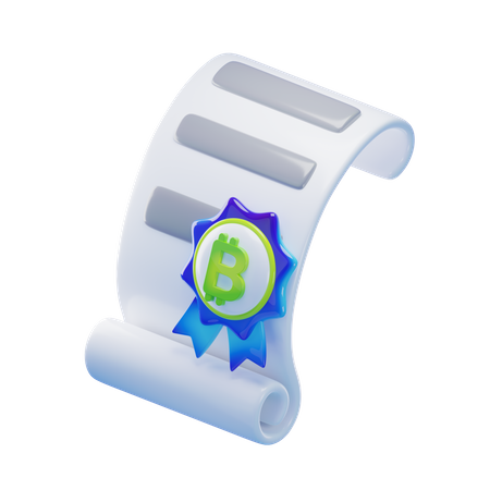 Bitcoin Certificate  3D Icon