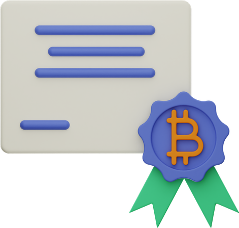 Bitcoin Certificate  3D Illustration