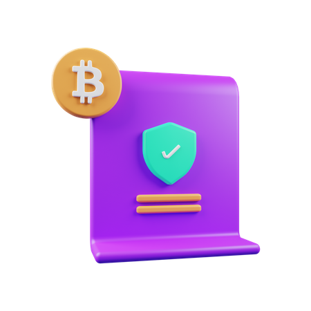 Bitcoin Certificate  3D Illustration