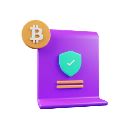 Bitcoin Certificate  3D Illustration