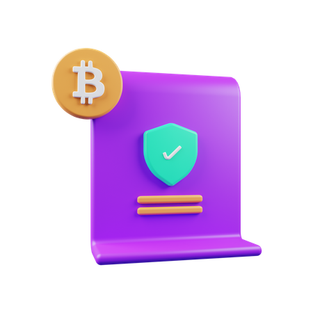Bitcoin Certificate 3D Illustration