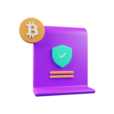 Crypto Coin Certificate 3 D Icon Illustration 3D Illustration