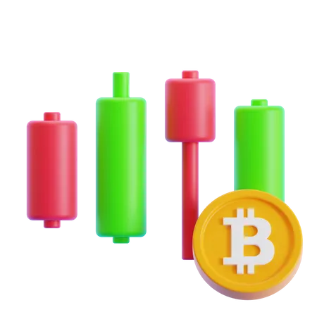 Graphique en chandelier Bitcoin  3D Icon