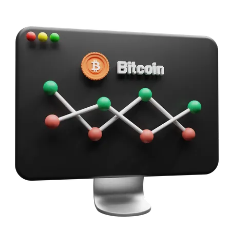 A Clean Bitcoin Chart Desktop Computer For Your Crypto Project 3D Illustration