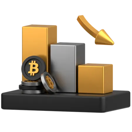 Bitcoin-Chart-Rückgang  3D Icon