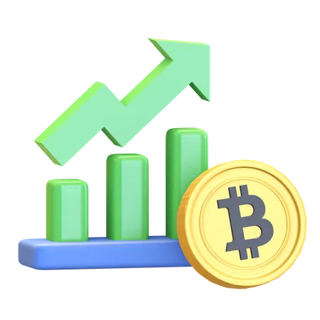 Bitcoin Chart Bullish  3D Illustration