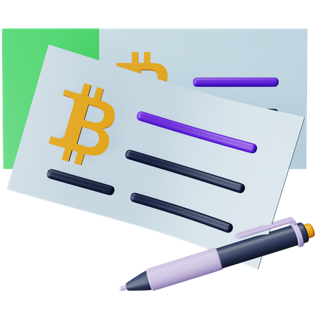 Bitcoin Cheque  3D Icon