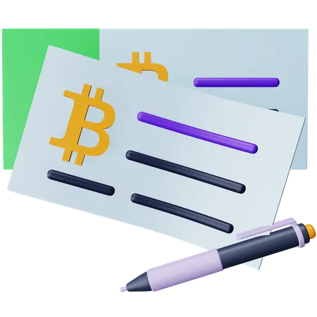 Bitcoin Cheque  3D Icon