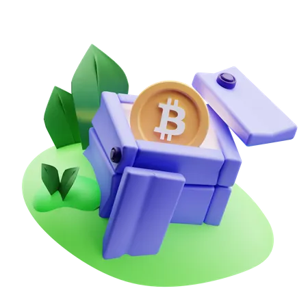 Bitcoin Chest 3D Illustration