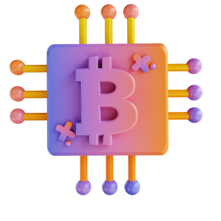 Bitcoin chip  3D Illustration