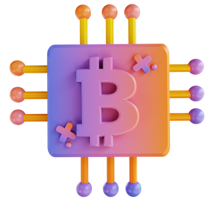 Bitcoin chip 3D Illustration