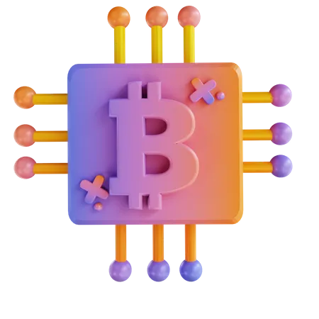 Bitcoin chip  3D Illustration