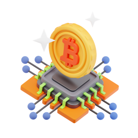 Bitcoin Chip 3D Icon
