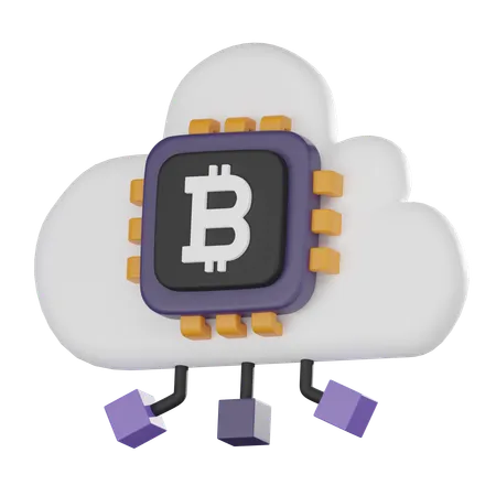 Bitcoin Coin Merging With Cloud Symbolizes Convergence Cryptocurrency Cloud Technology Presentations Marketing Materials Website Related Fintech And Blockchain 3 D Render Illustration 3D Icon