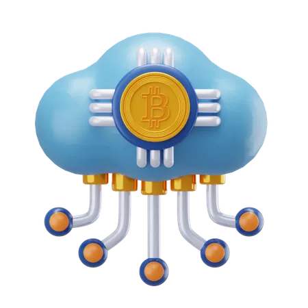 Bitcoin Cloud Network  3D Icon