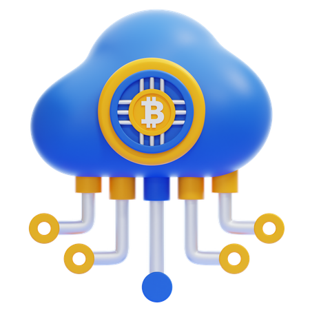 Bitcoin Cloud Network  3D Icon