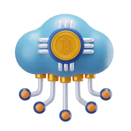 Bitcoin Cloud Network  3D Icon