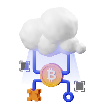 Bitcoin Cloud Network  3D Icon
