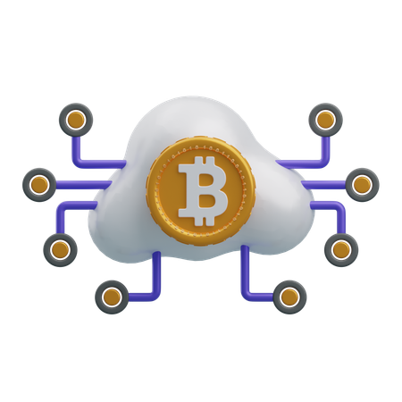 Bitcoin-Cloud-Netzwerk  3D Icon