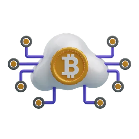 Bitcoin-Cloud-Netzwerk  3D Icon