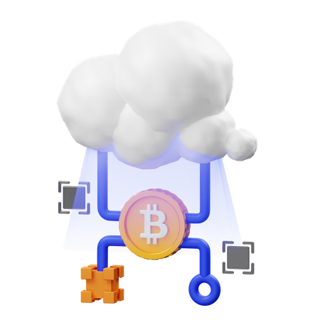 Bitcoin-Cloud-Netzwerk  3D Icon