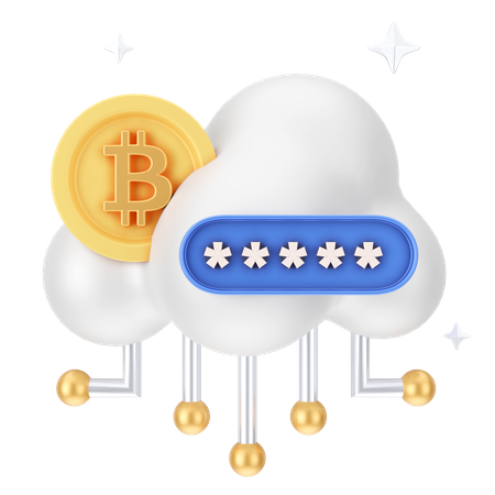 Bitcoin Cloud Password  3D Icon