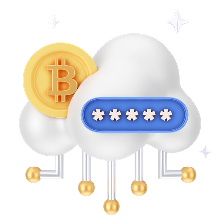 Bitcoin Cloud Password 3D Icon