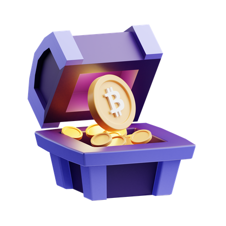 Coffre à bitcoins  3D Illustration