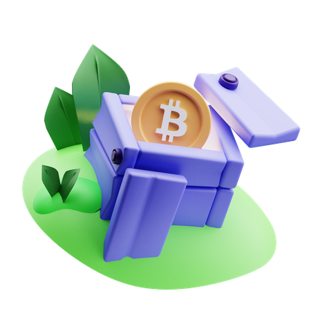 Coffre à bitcoins  3D Illustration