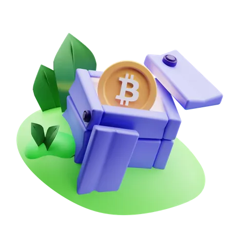 Coffre à bitcoins  3D Illustration