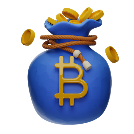 Bitcoin Coin Bag  3D Illustration