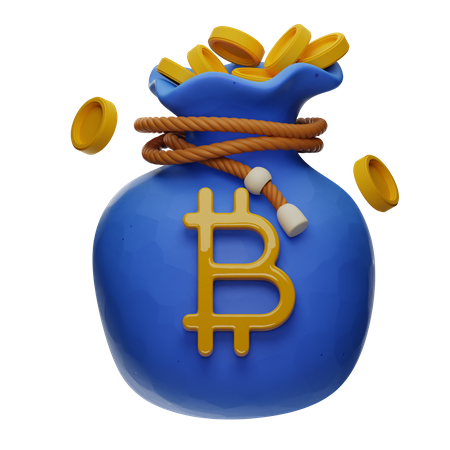 Bitcoin Coin Bag 3D Illustration