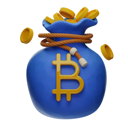 Bitcoin Coin Bag  3D Illustration