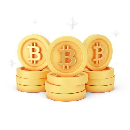 Bitcoin Coins 3D Icon