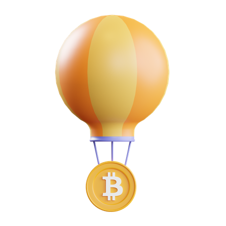 Bitcoin com balão de ar quente  3D Illustration