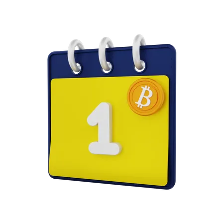 Bitcoin com calendário  3D Illustration