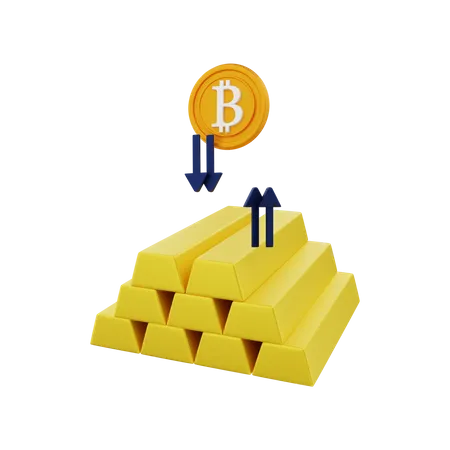 Bitcoin com ouro  3D Illustration