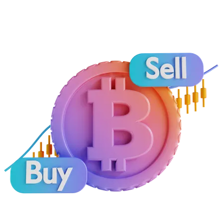 Compra e venda de bitcoins  3D Illustration