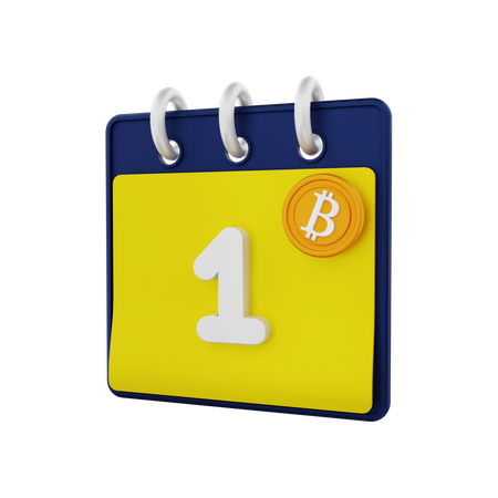 Bitcoin con calendario  3D Illustration