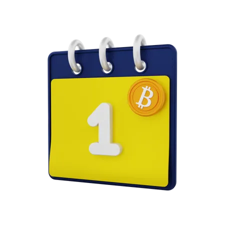 Bitcoin con calendario  3D Illustration