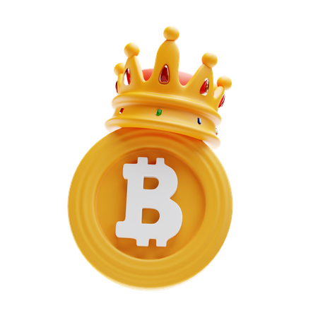 Bitcoin con corona  3D Icon