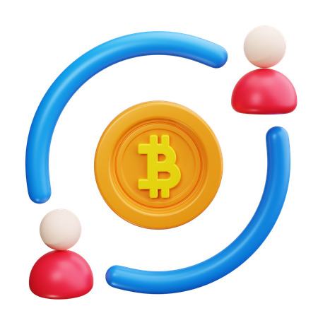 ビットコイン接続  3D Icon