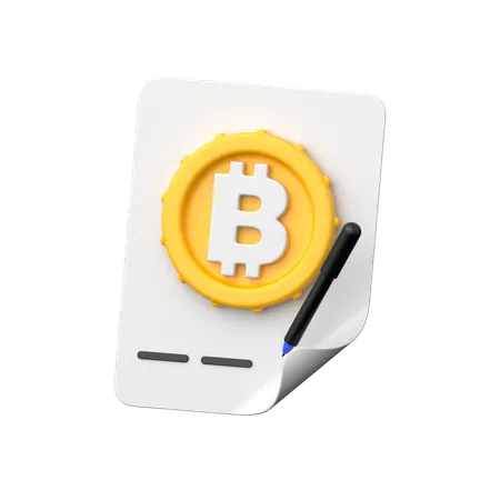 Bitcoin Contract 3 D Icon Representing Cryptocurrency Transactions Smart Contracts And Blockchain Technology Symbolizing Digital Finance And Innovation 3D Icon