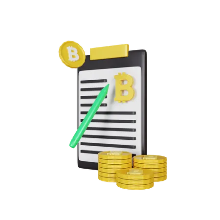 3 D Rendering Bitcoin Report Illustration 3D Illustration