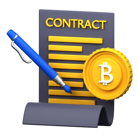 Bitcoin Contract 3 D Illustration 3D Icon