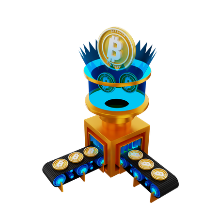 Bitcoin Conveyor  3D Illustration